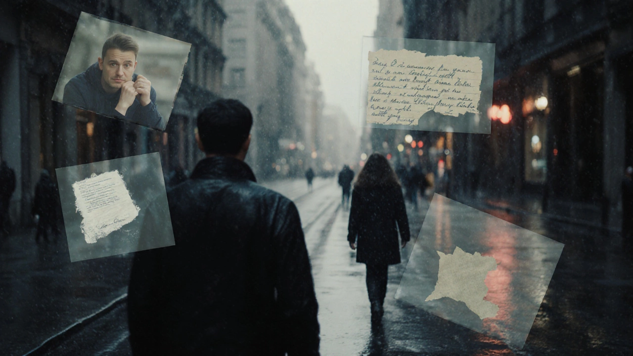 Человек на улице, его мысли заполняют пробелы в восприятии stranger.