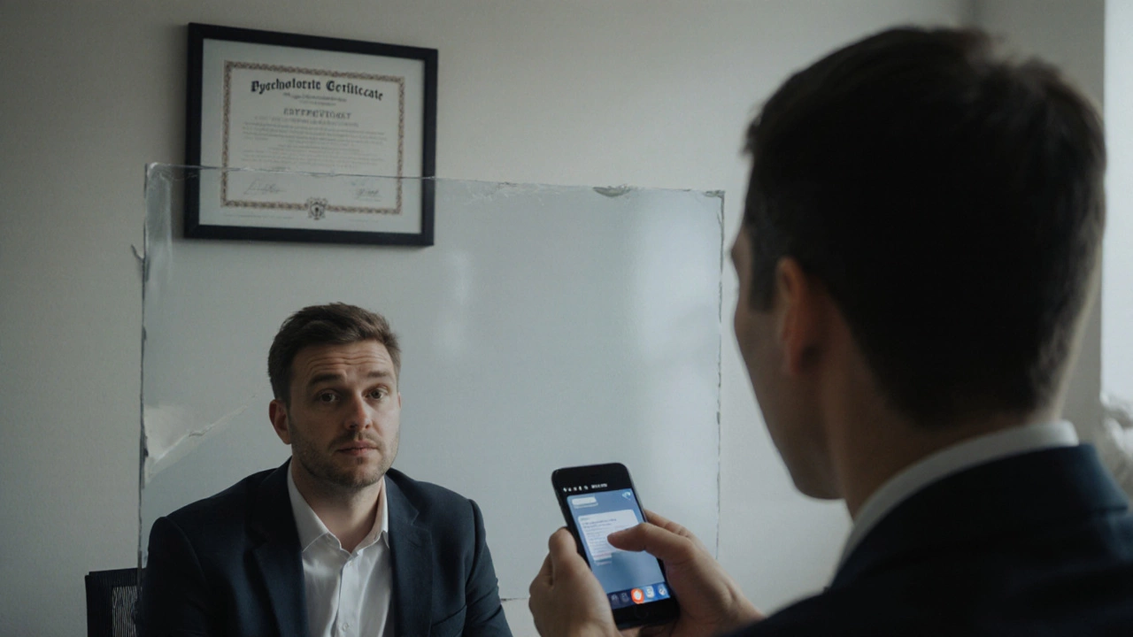 Психолог нарушает границы, отправляя личное сообщение через экран Zoom.