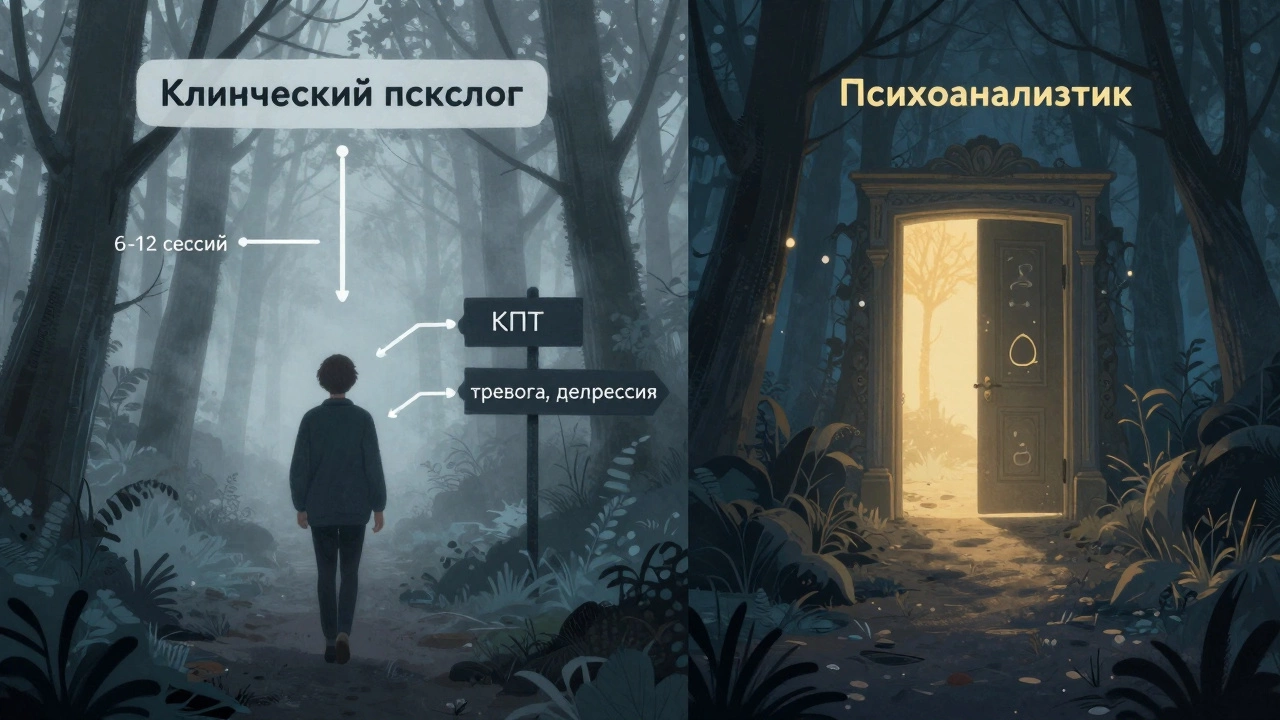 Два пути: один — короткий и ясный к психологу, другой — туманный и глубокий к психоаналитику.