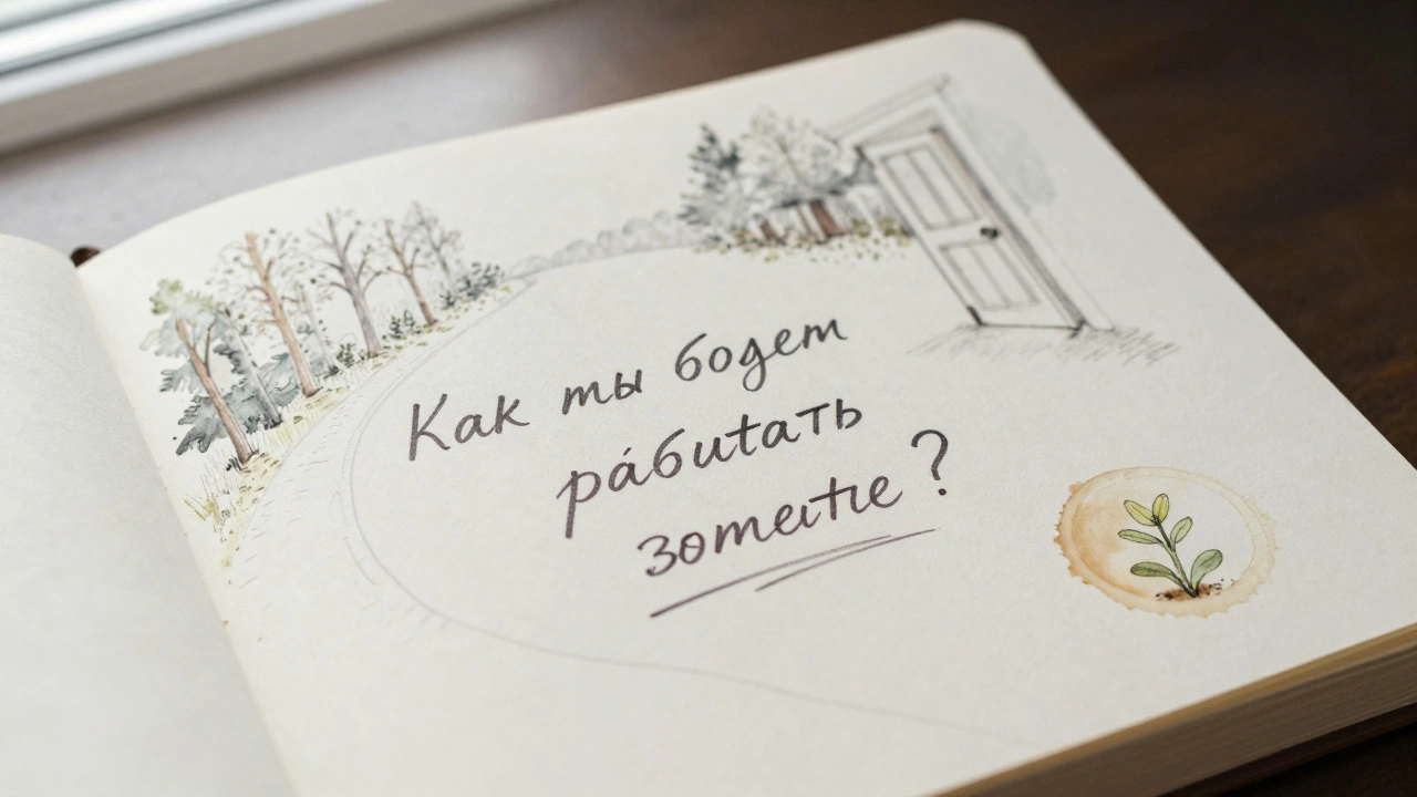 Открытый блокнот с первой записью: 'Как мы будем работать вместе?'