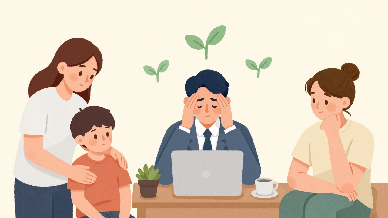 Родитель, сотрудник и подросток получают психологическую помощь в повседневных ситуациях.