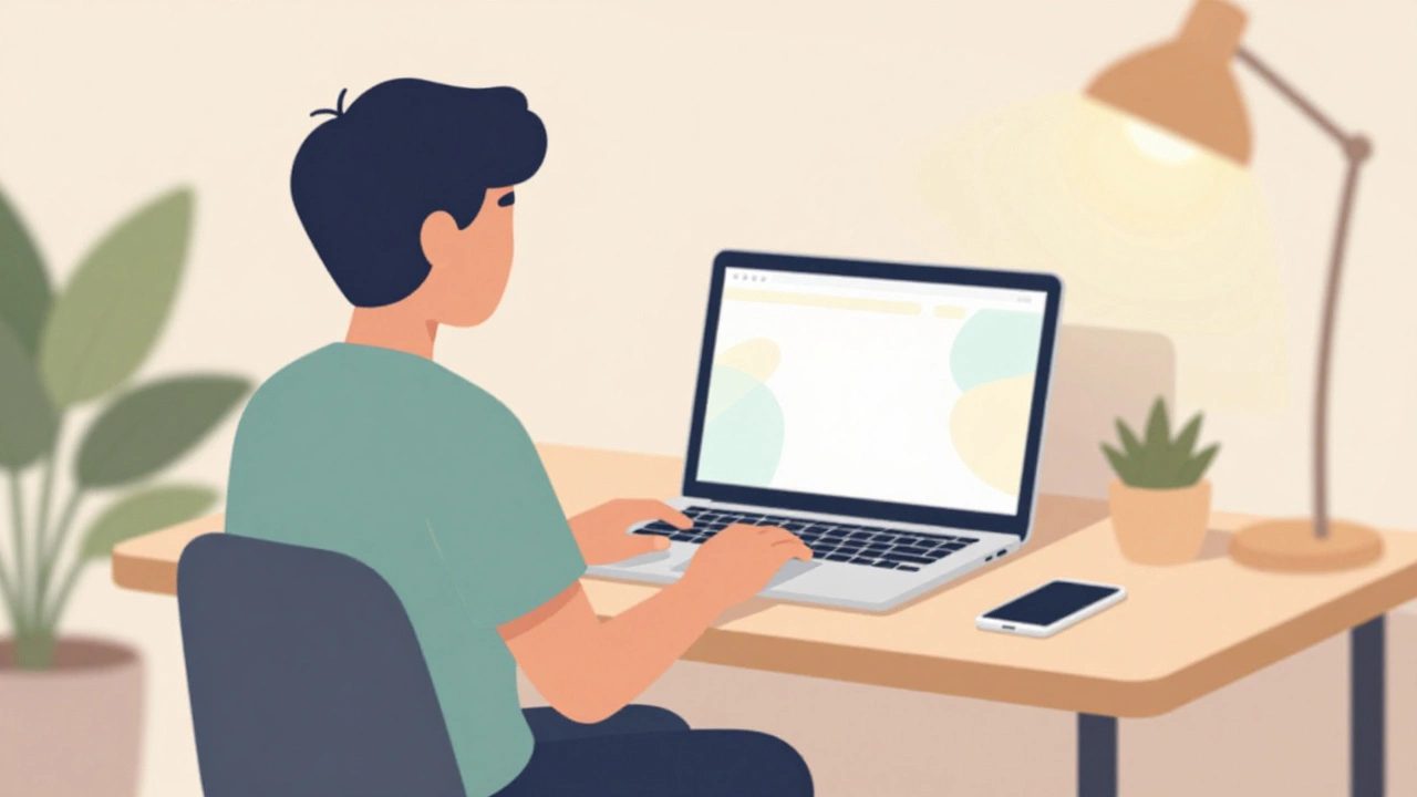 Молодой человек на домашнем сеансе терапии через компьютер