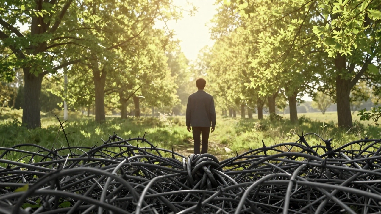 Человек уходит от темных узлов проблем к светлому и цветенкуму будущему