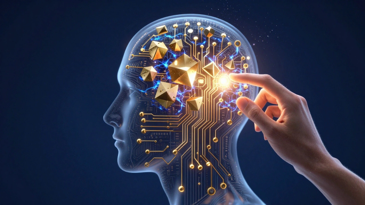 Концептуальное изображение психики как сложной светящейся схемы